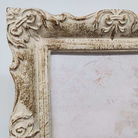 Vintage Ornate Baroque Style Gold Ivory Picture Photo Frame Distressed 4X5 #2 - Picture 1 of 10